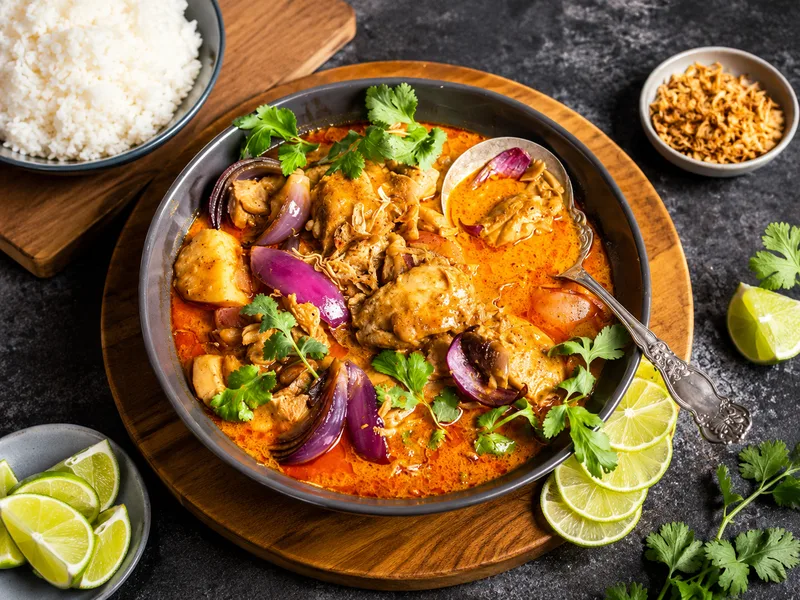 Cà ri Massaman là đại diện nổi bật của ẩm thực Thái Lan với vị béo, cay nhẹ và hương gia vị đặc trưng.
