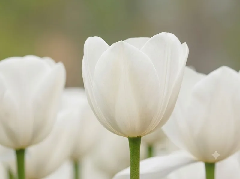 Sắc trắng tinh khôi của tulip tượng trưng cho sự trong sáng và thuần khiết