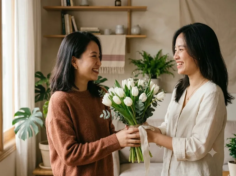 Tặng hoa tulip trắng thể hiện sự tôn trọng và trân quý người nhận